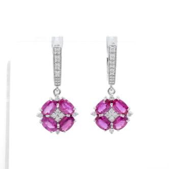 3.20ct Burmese Ruby and Diamond Earrings