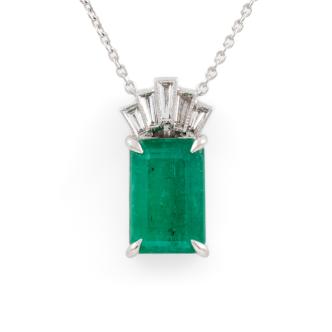 3.21ct Zambian Emerald & Diamond Pendant