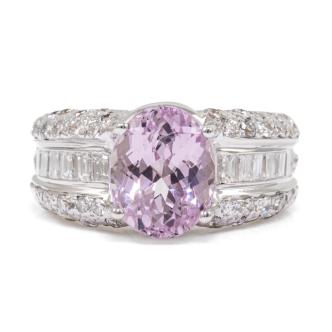 4.90ct Kunzite & 1.64ct Diamond Ring