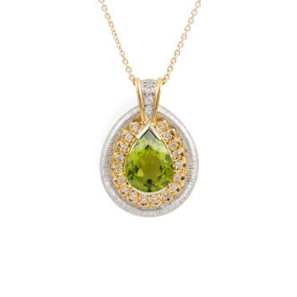 3.06ct Peridot & Diamond Pendant