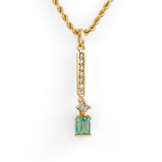 1.30ct Emerald and Diamond Pendant