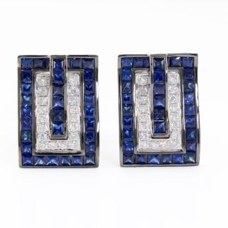 10.20ct Sapphire & Diamond Cuff Links