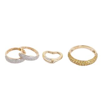 Citrine Ring, Diamond Earring & Pendant