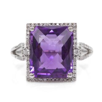 6.46ct Amethyst and Diamond Ring