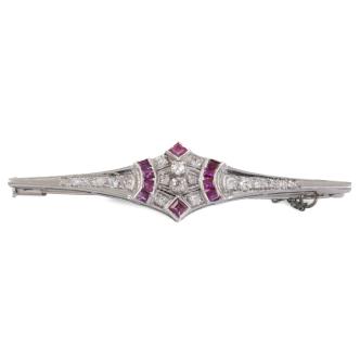 Vintage Ruby and Diamond Brooch