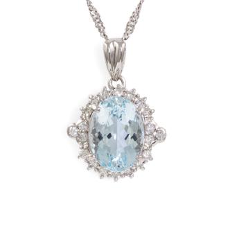 3.57ct Aquamarine and Diamond Pendant