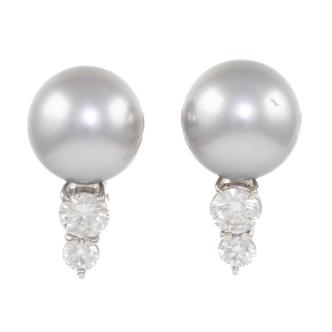Tahitian Pearl and Diamond Earrings