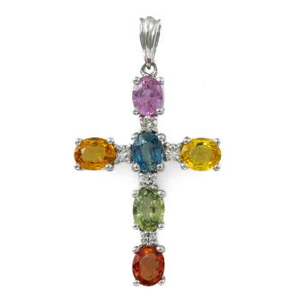 Sapphire and Diamond Cross Pendant