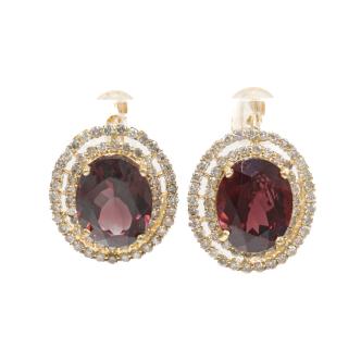 3.60ct Garnet and Diamond Earrings