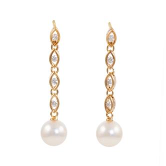 7.3mm Akoya Pearl & Diamond Earrings