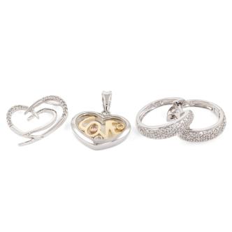 Diamond Pendant and Earrings Set, 9ct