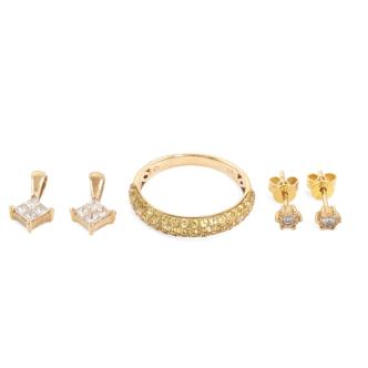 Set of Diamond Pendants, Earrings & Ring