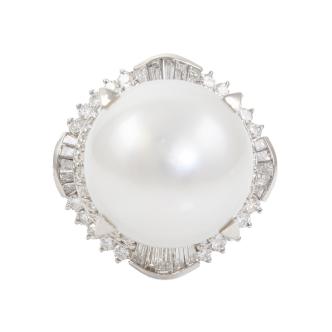 16.7mm South Sea Pearl & Diamond Ring
