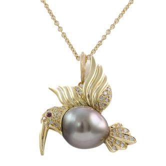 12.7mm Tahitian Pearl & Diamond Pendant