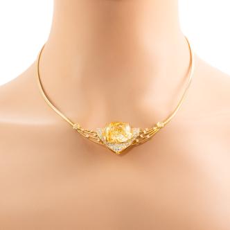 23.84ct Rutile Quartz & Diamond Necklace