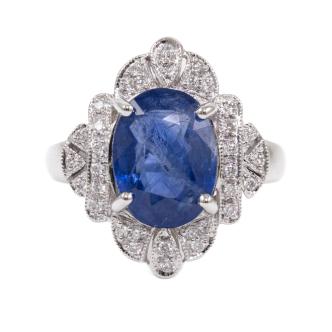 4.46ct Ceylon Sapphire and Diamond Ring