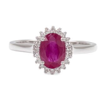 1.41ct Burmese Ruby and Diamond Ring