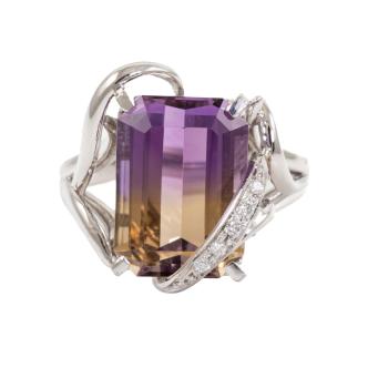 6.47ct Ametrine and Diamond Ring