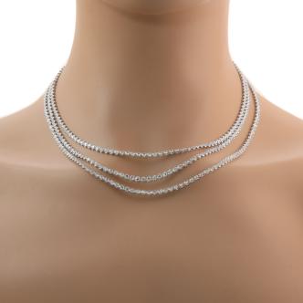 19.67ct Round Diamond 3 Row Necklace