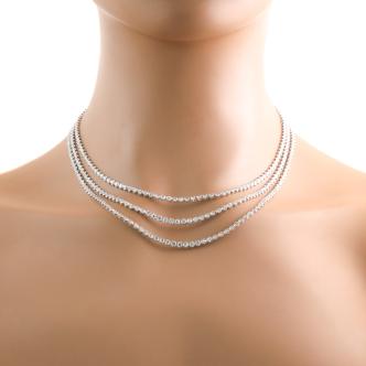 19.77ct Round Diamond 3 Row Necklace