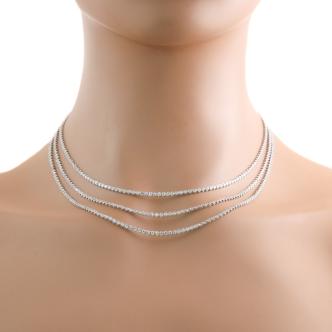 6.82ct Diamond 3 Row Tennis Necklace
