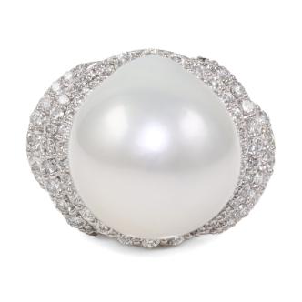 17.3mm Pearl and Diamond Ring