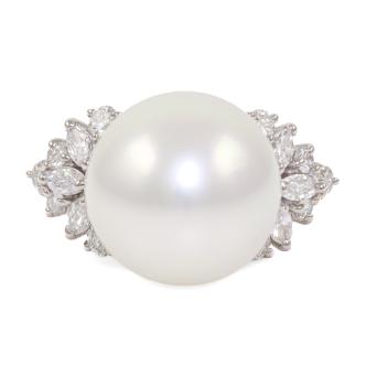 13.4mm South Sea Pearl & Diamond Ring