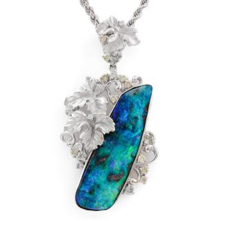 17.30ct Boulder Opal & Diamond Pendant
