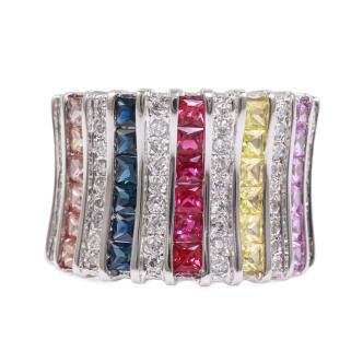 2.20ct Sapphire, Ruby and Diamond Ring