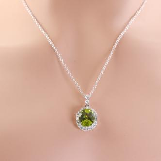 4.84ct Peridot and Diamond Pendant