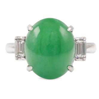 6.95ct Jade and Diamond Ring