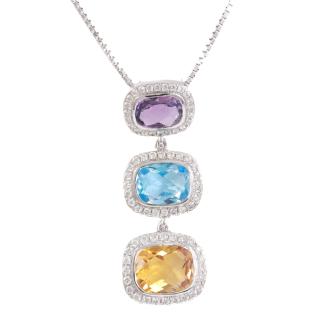 Mixed Gemstones and Diamond Pendant