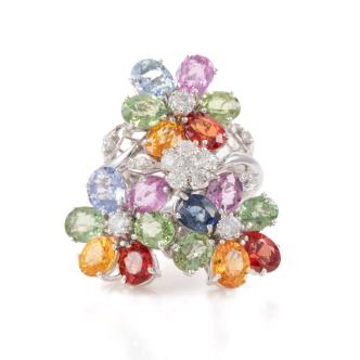 8.06ct Multi-Colour Sapphire & Diamond Ring