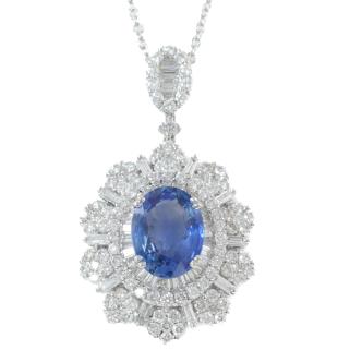 4.32ct Sapphire & 3.11ct Diamond Pendant