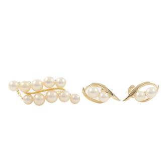 Pearl Brooch and Earring Set