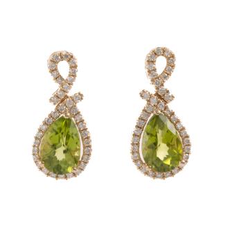 3.06ct Peridot and Diamond Earrings