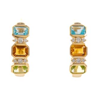 Mixed Gemstone and Diamond Earrings