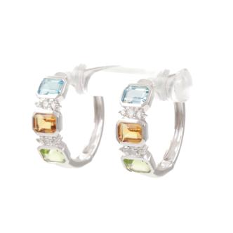 Topaz, Citrine, Peridot and Diamond Earrings