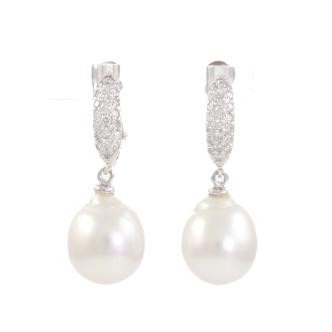 10.6mm South Sea Pearl & Diamond Earrings