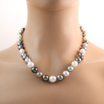 11mm - 8mm Mixed Colour Pearl Necklace