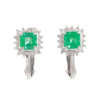 1.40ct Emerald and Diamond Earrings