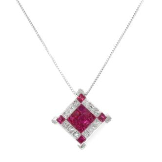 1.30ct Ruby and Diamond Pendant