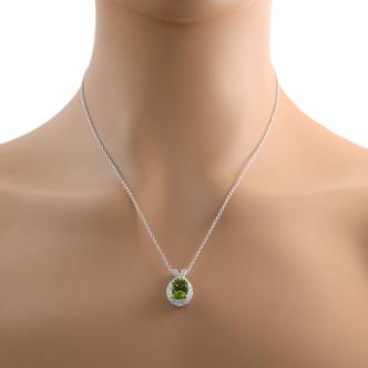 3.53ct Peridot and Diamond Pendant