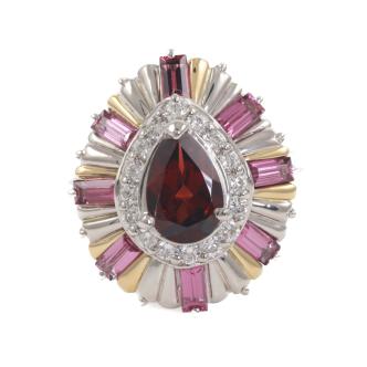 1.55ct Garnet, Tourmaline & Diamond Ring