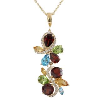 Multi-coloured Gemstone & Diamond Pendant