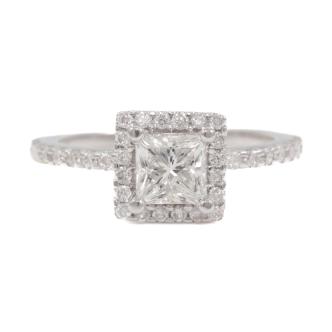 0.90ct Diamond Halo Ring GIA F VS2
