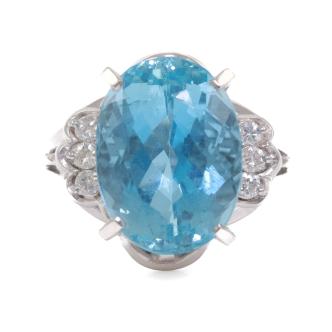 6.53ct Aquamarine & Diamond Ring