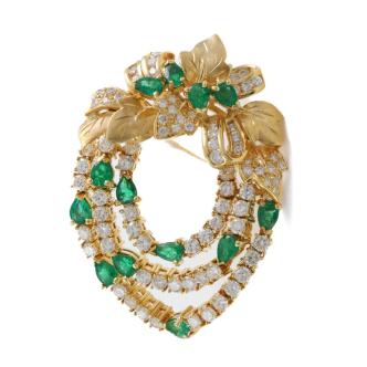 2.14ct Emerald & Diamond Brooch