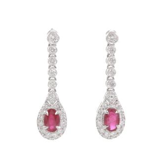 1.01ct Thai Ruby and Diamond Earrings