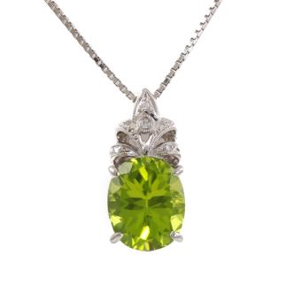 5.46ct Peridot and Diamond Pendant